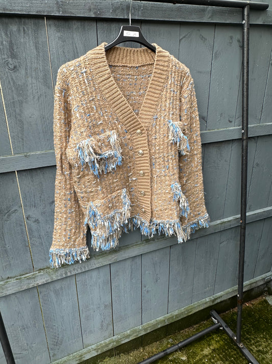 Chunky Knit Frayed Cardigan