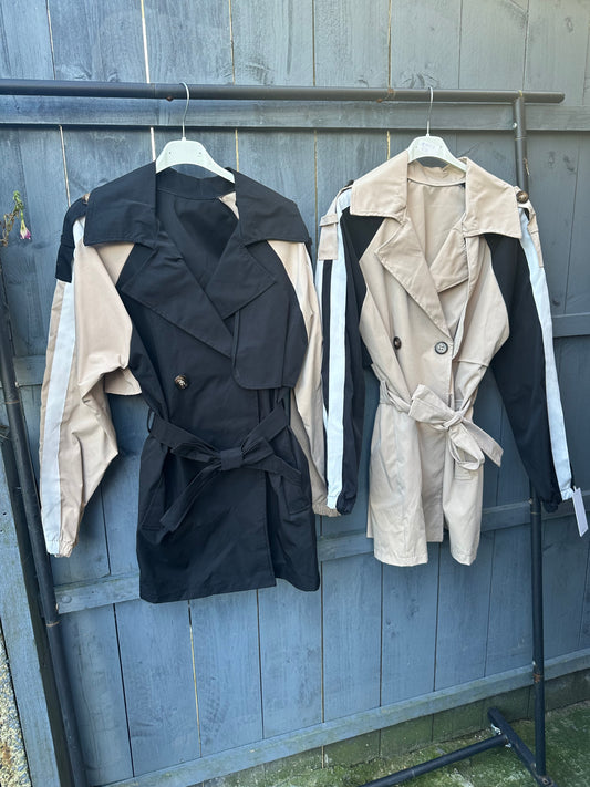 Colour-block trench jacket