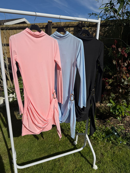 The Ruched Buckle Drape Dress