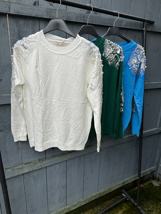 Embellished Pearl Soft Jumper