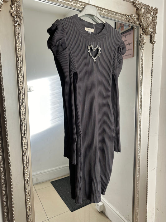 Heart Cut Out Ribbed Dress