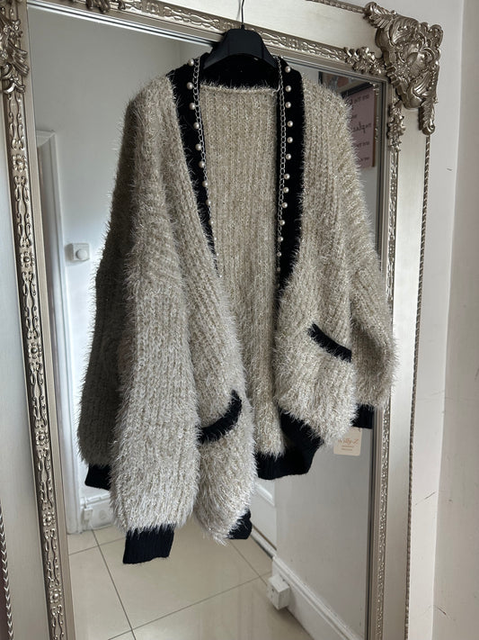 Premium Pearl Trim Cardigan