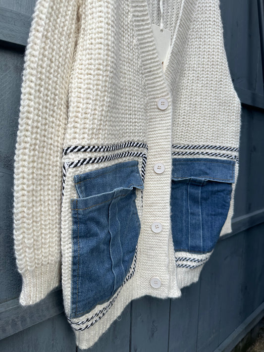 Chunky Knit Denim Cardigan