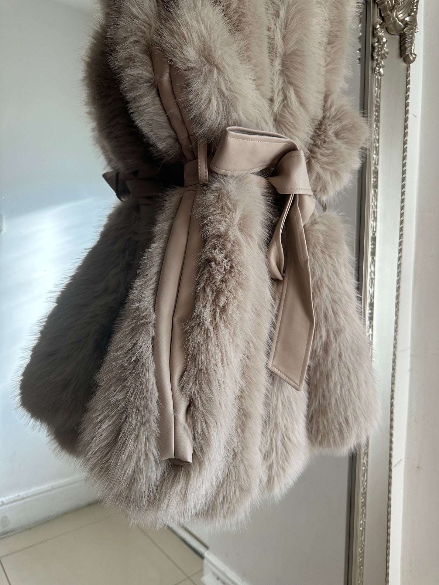 ‘Peggy’ Faux Fur Soft Belted Gilet