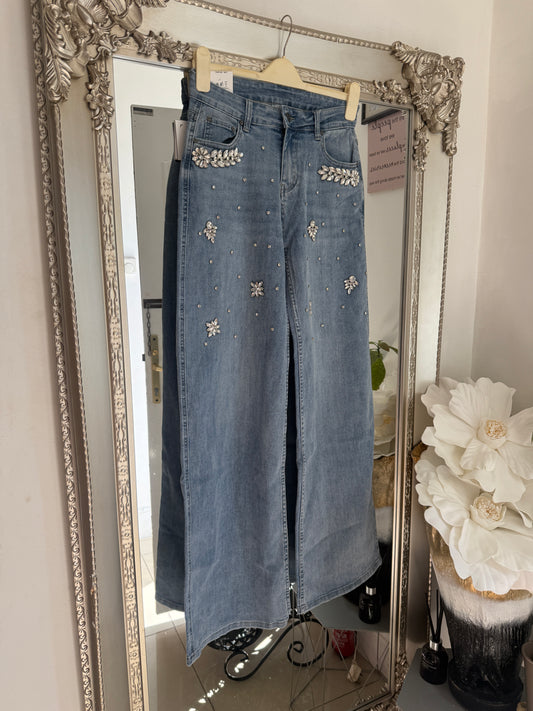 The ‘Crystal’ Embellished Stretch Flare Leg Jeans