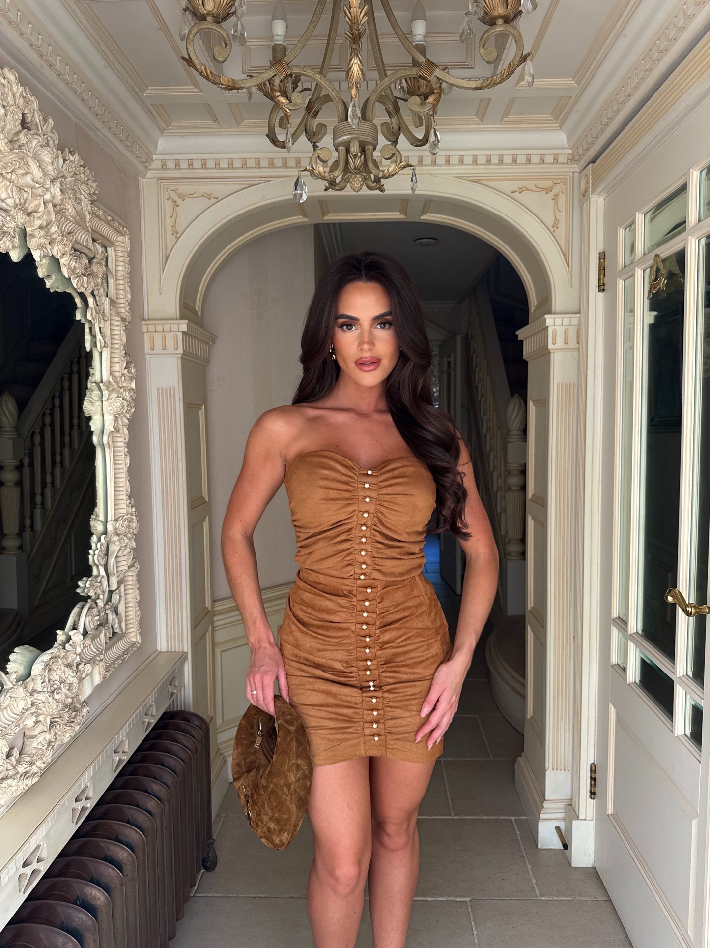 The ‘Tyla’ Suede Mini Skirt Suit Set