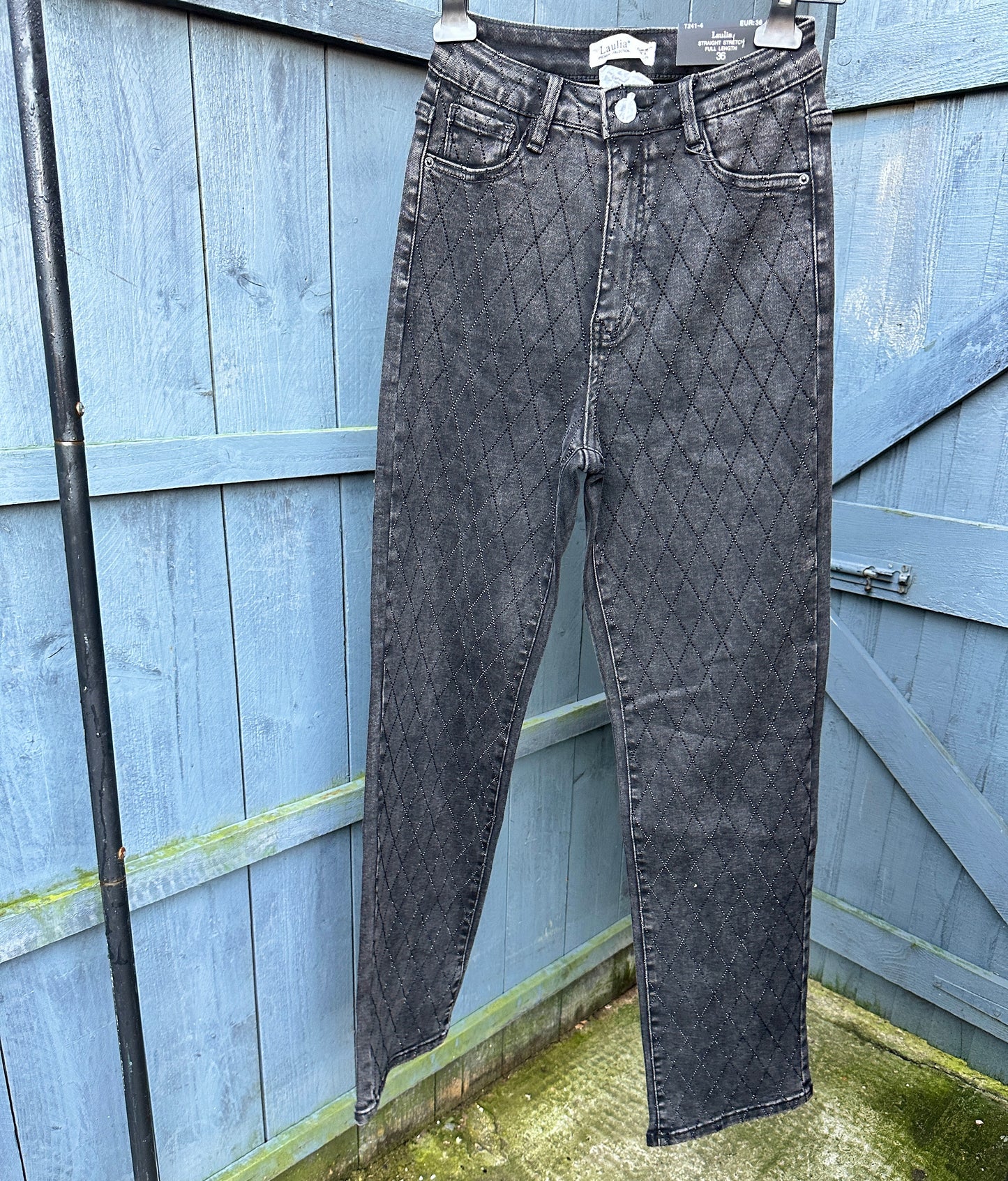 Diamanté Washed Grey Jeans