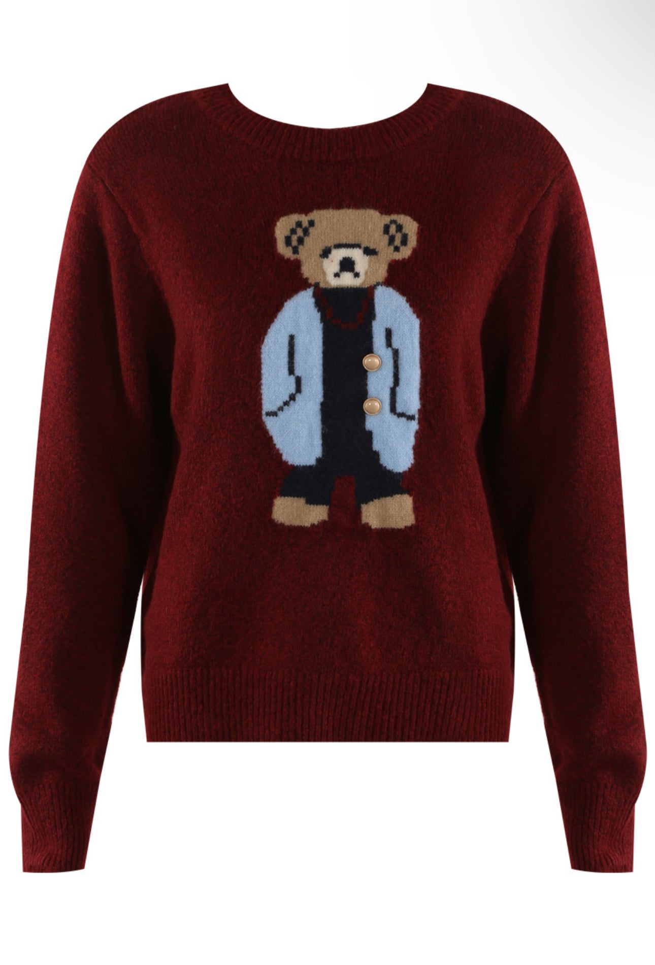 Burgundy Teddy Bear Sweater Jumper