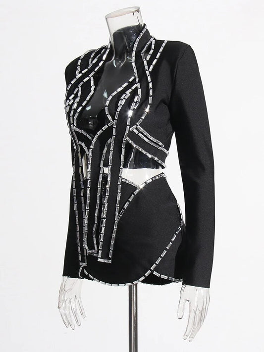 ‘Sheena’ Luxe Crystal Skirt Set