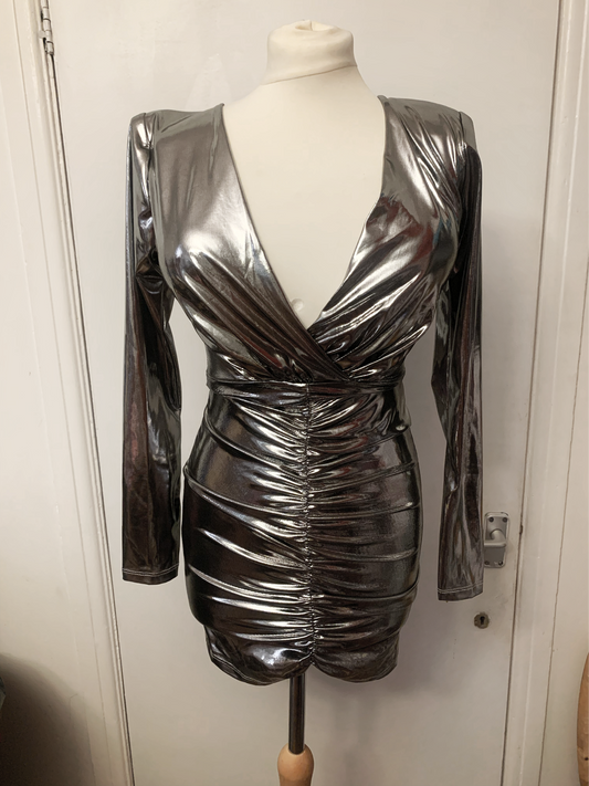 Metallic Ruched Dress