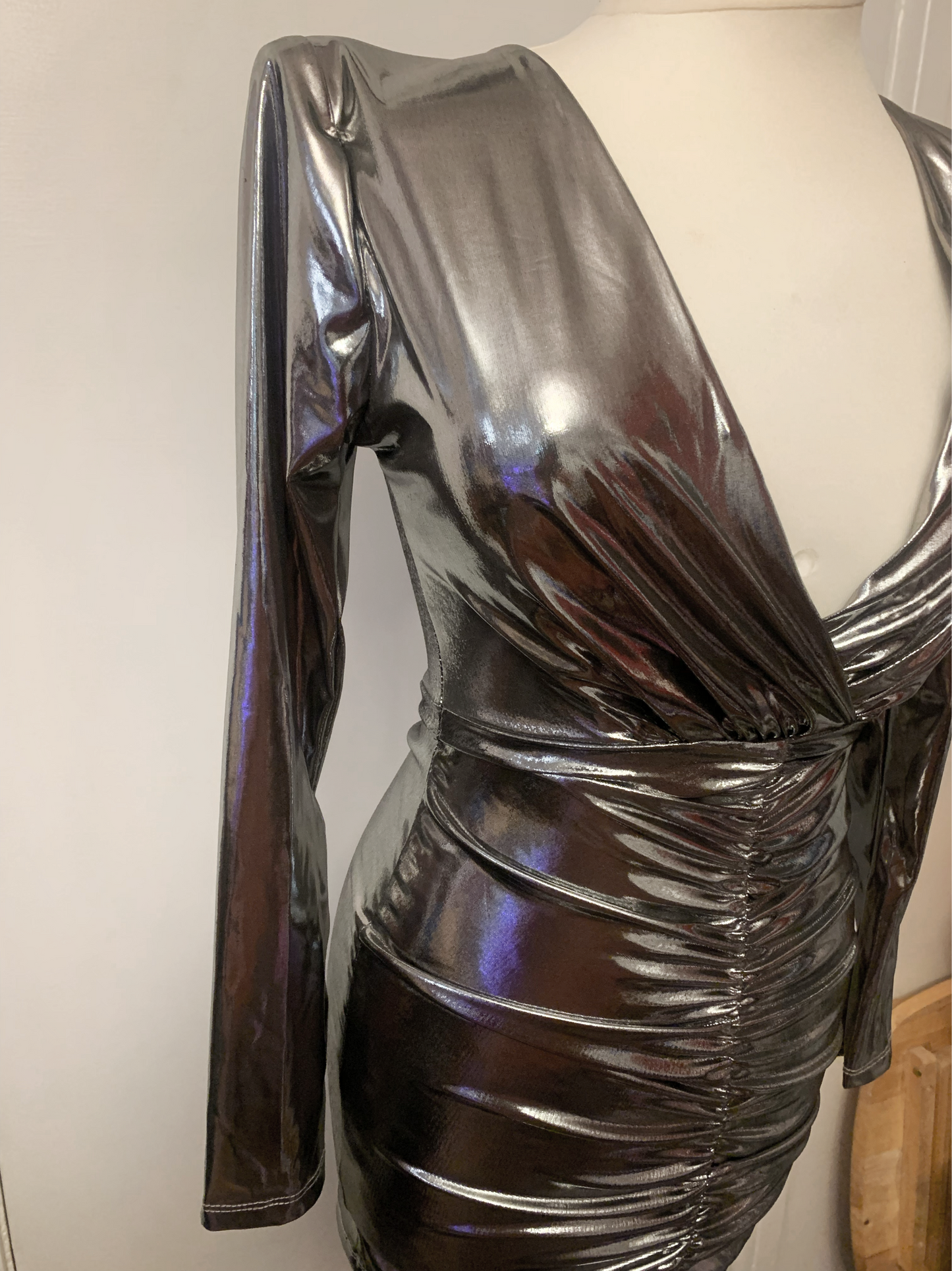 Metallic Ruched Dress